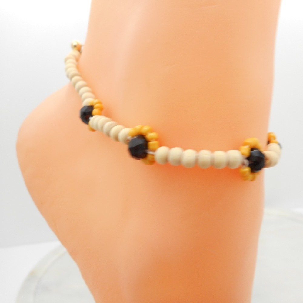 Sunflower Layered Anklet Beaded Ankle Bracelet